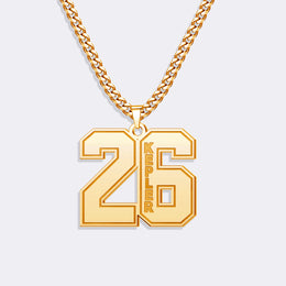 Custom Sports Jersey Number Necklace with Name Engraving