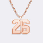 Custom Sports Jersey Number Necklace with Name Engraving