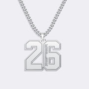 Custom Sports Jersey Number Necklace with Name Engraving