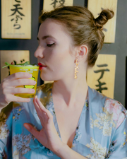 Custom Name Drop Earrings with Crown&Birthstone Accent – Vertical Name Charm Earrings for Women