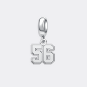 Custom Silver Sports Number Charm Pendant for Bracelet