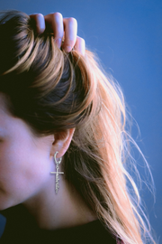 Custom Name Christian Cross Earrings, Hoop Dangle Earrings, Cross Jewelry