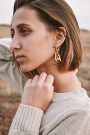 Custom Initial Letter Earrings, Hoop Dangle Name Earrings, Letter Jewelry