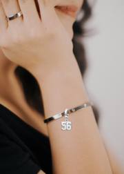 Custom Silver Sports Number Charm Pendant for Bracelet