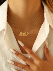 Personalized Heart Chain Name Necklace, Aesthetic Name Plate Necklace