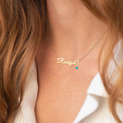 Custom Name Open Heart Necklace, Personalized Birthstone Necklace