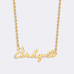 Custom Name Open Heart Necklace, Personalized Script Name Chain Necklace