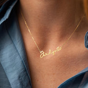 Custom Name Open Heart Necklace, Personalized Script Name Chain Necklace