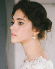 Initial Charm Earrings in Heart Shape - Personalized Letter Jewelry for Her