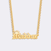 Custom Crown Name Necklace, Stylish Name Plate Pendant Necklace,