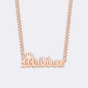 Custom Crown Name Necklace, Stylish Name Plate Pendant Necklace,