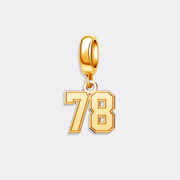 Custom Silver Sports Number Charm Pendant for Bracelet