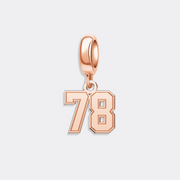 Custom Silver Sports Number Charm Pendant for Bracelet