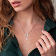 Custom Oval Pendant Photo Memorial Necklace with Heart Charm– Personalized Gift for Love