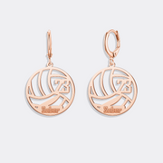 Volleyball Name&Number Pendant Earrings - Stylish Hoop Design with Personalization