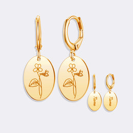 Custom Birthflower Earrings, Durable Stylish Drop Earrings For Women