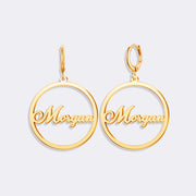 Custom Name Circle Earrings, Durable Hoop Earrings For Women