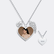 Custom Photo Necklace with Angel Wing&LOVE Charm – Personalized Gift