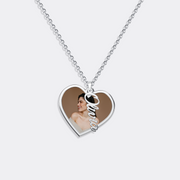 Custom Heart Pendant Photo Necklace with Custom Name Charm – Personalized Gift