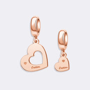 Custom Double Heart Name Pendant Charm for Bracelets