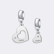 Custom Double Heart Name Pendant Charm for Bracelets