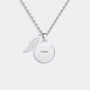 Custom Photo Necklace with Angel Wing Charm – Rose Gold Pendant