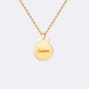 Personalized Gold Photo Pendant Necklace with Bow Tie Design