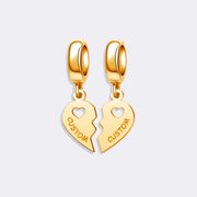 Custom Name Split Heart 2pc Pendant Charm for Bracelets