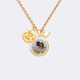 Custom Heart & Quote Photo Pendant Necklace, Personalized Gift