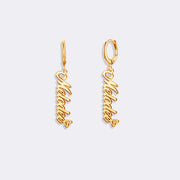 Custom Name with Heart Earrings, Personalized Hoop Dangle Jewelry Earrings Gift