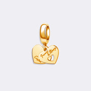 Custom Double Heart Charm – Forever & Always Pendant for Bracelet
