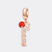 Custom Rose Gold Name & Birthstone Charm for Bracelet
