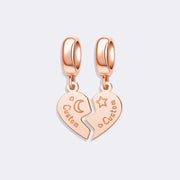 Custom Moon & Star Heart 2pc Pendant Charm for Bracelets