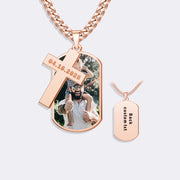 Custom Pendant Photo Memorial Necklace with Cross Charm – Personalized Gift
