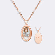 Personalized Oval Photo Picture Necklace, Keepsake Memorial Pendant