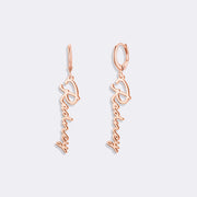 Custom Name Script Earrings, Personalized Hoop Dangle Earrings, Custom Jewelry