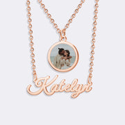 Custom Name Necklace with Photo Pendant – Personalized Gift