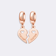 Custom Name Split Heart 2pc Pendant Charm for Bracelets