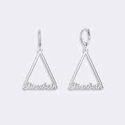 Custom Name Triangle Earrings, Hoop Dangle Earrings, Geometric Jewelry