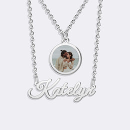 Custom Name Necklace with Photo Pendant – Personalized Gift