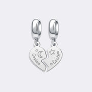 Custom Moon & Star Heart 2pc Pendant Charm for Bracelets