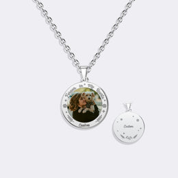 Custom Round Photo Necklace – “Forever in My Heart” Memorial Pendant