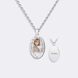Personalized Oval Photo Picture Necklace, Keepsake Memorial Pendant