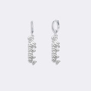 Custom Name with Heart Earrings, Personalized Hoop Dangle Jewelry Earrings Gift