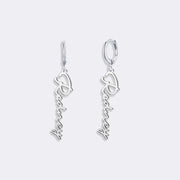 Custom Name Script Earrings, Personalized Hoop Dangle Earrings, Custom Jewelry