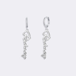 Custom Name Script Earrings, Personalized Hoop Dangle Earrings, Custom Jewelry