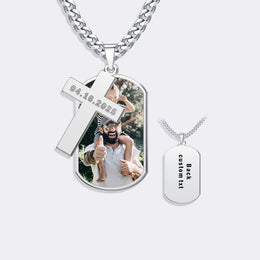 Custom Pendant Photo Memorial Necklace with Cross Charm – Personalized Gift