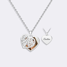 Personalized Heart Tree of Life Necklace with Photo & Engraving
